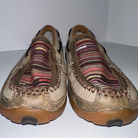 Twisted X Slip-on Driving Moc 9 Tweed Serape Print Leather Comfortable Casual - Picture 2 of 8